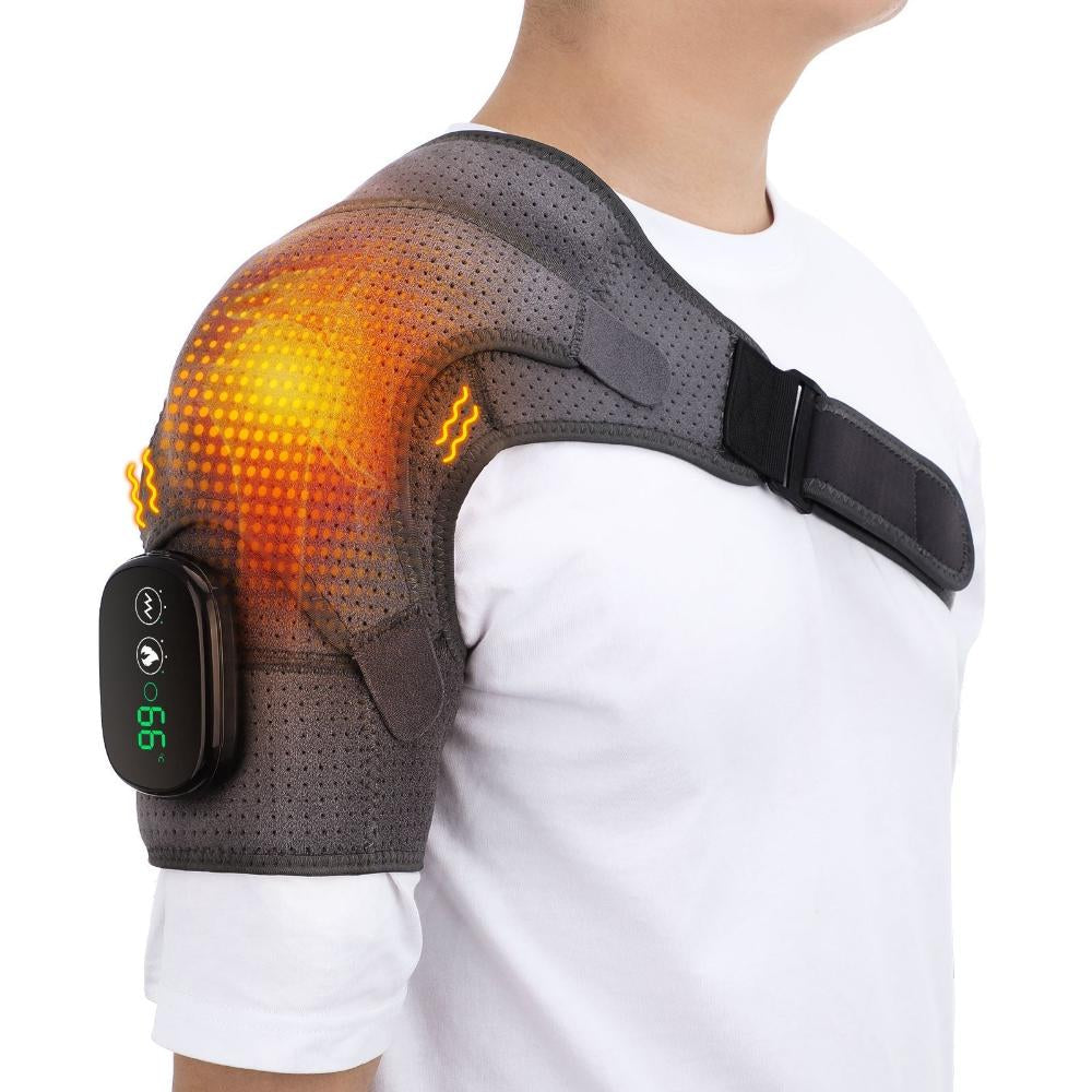 Electric Heating Shoulder Brace with Led Display and Vibration Massage Support